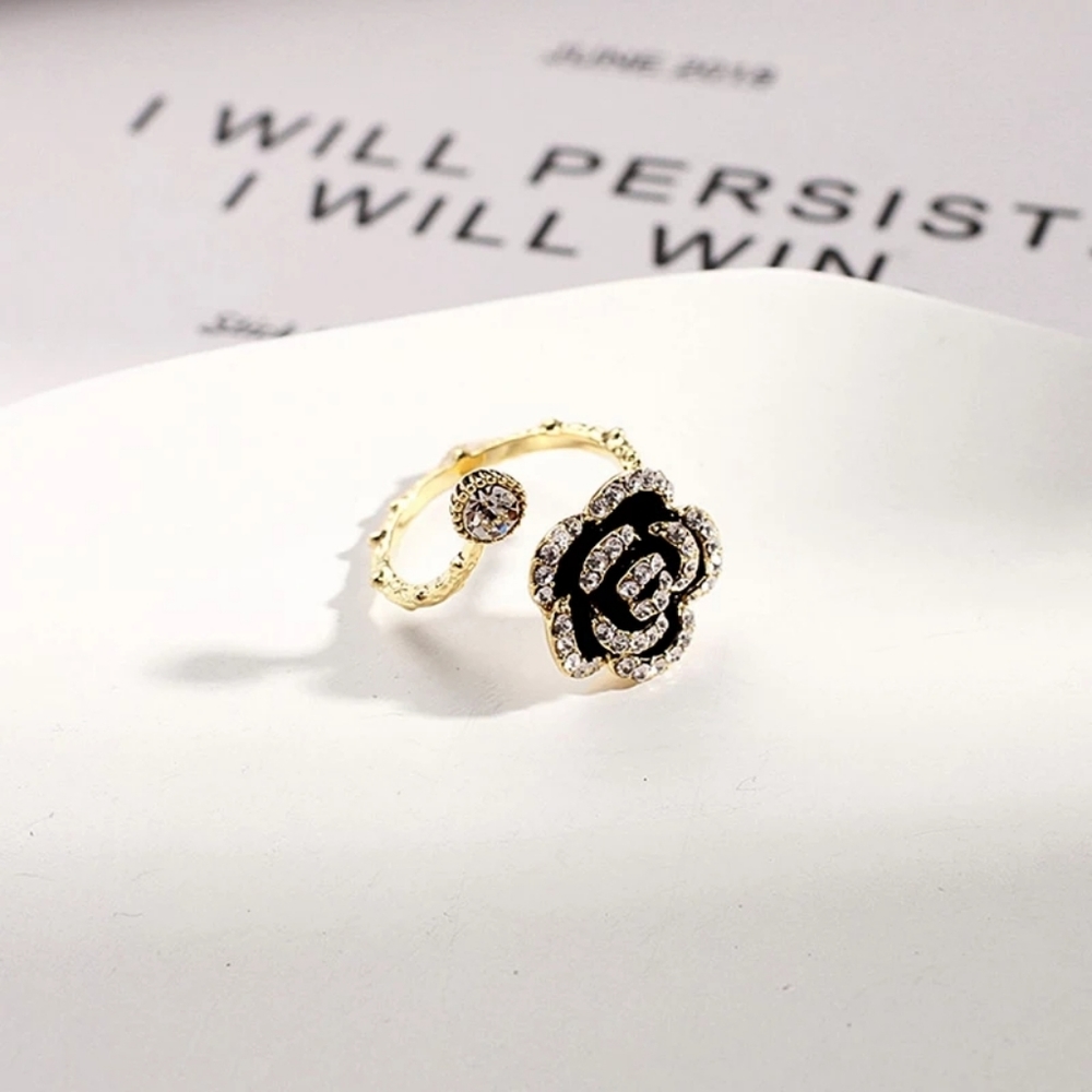 !NEW Gold Onyx Ring | Micropave Open Size Band Ring - Picture 3 of 16